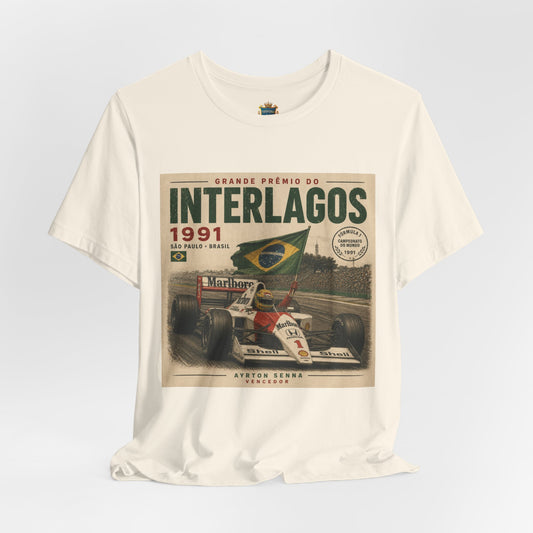 Interlagos 1991 Racing Poster Ayrton Senna Tee, Vintage Formula 1, Vintage Senna, Aryton Senna shirt